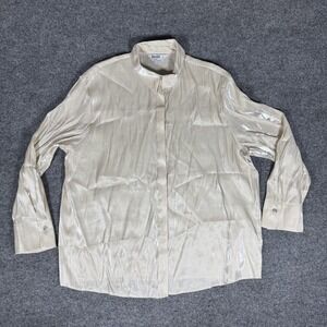 Rita Ora x‎ Primark Shirt Womens Large Champagne Satin Shimmer Button Front